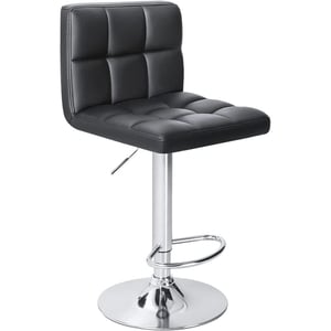 

Mahmayi Ultimate C8541 Black PU Bar Stool - Stylish and Comfortable Seating for Home, Kitchen, or Bar Counter with Footrest and Contemporary Design (Black)