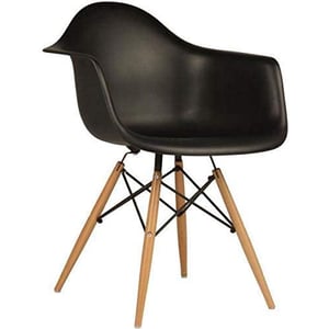 

Mahmayi Eames Style Side Bucket Chair with Natural Wood Legs Eiffel Dining Room Chair Lounge Chair Eiffel Plastic Seat Black