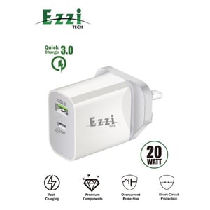 

Ezzi Tech ETWC20W Dual Port Fast Charger 20W White