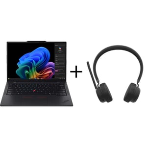 Lenovo ThinkPad T14s Gen 6 Commercial (2025) Laptop - Snapdragon X Elite X1E-78-100 / 14inch WUXGA / 1TB SSD / 32GB RAM / Shared Qualcomm Adreno GPU / Windows 11 Pro / English &amp; Arabic Keyboard / Black / Middle East Version - [21N10008GR] + LB310 Head