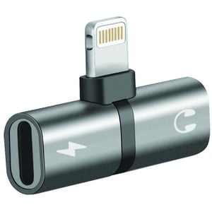 Promate Dual Port Lightning Adaptor Grey