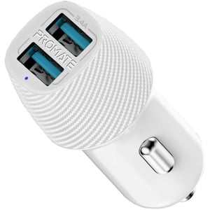 Promate Voltrip-Duo USB Port Car Charger White