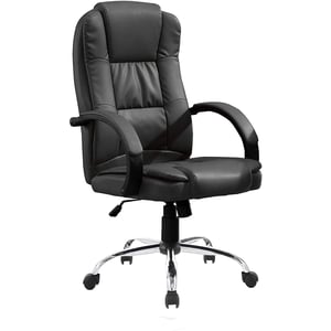 

Mahmayi C300 Highback PU Executive Ergonomic Swivel , Adjustable Height with Center Tilt Control & Tension, PU Padded Armrests Black Chair