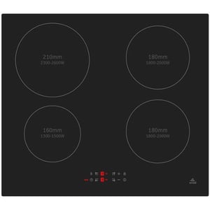 evvoli Built-In Induction Hob 4 Burners Soft Touch Control With 9 Stage Power Setting And Safety Switch EVBI-IH604B