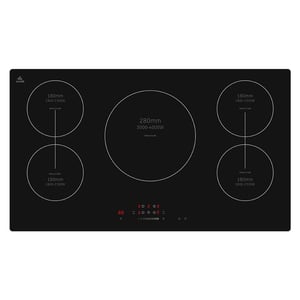 evvoli Built-In Induction Hob 5 Burners, Soft Touch Control with 9 Stage Power Setting And Safety Switch - EVBI-IH905B