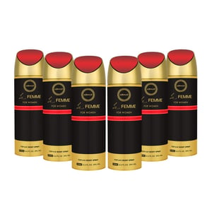Le Femme For Women, Perfume Body Spray, Deodorant For Her, 200ml (PACK OF 6) By ARMAF, From The House of Sterling