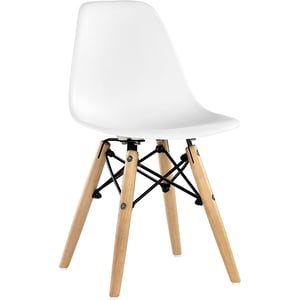 

Mahmayi Set of 2 Eames Style Chair with Walnut Wood Legs Eiffel Dining Room Chair - Lounge Chair Without Arms Chair Seat Wooden Wood Eiffel Legged Base Molded Plastic Seat Dining Chair - White