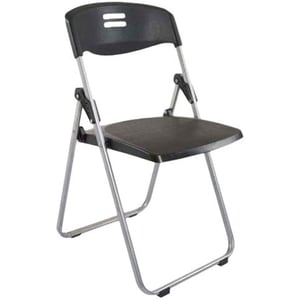 

Mahmayi Kelvin S234 Folding Chair - Ergonomic & Comfortable Plastic Folding Chair - Seat and Back Made Of Polypropylene With Powder Coated Frame - (Black)