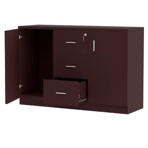 

Mahmayi Melamine On Mdf Argent 1147 Credenza Contemporary and Tough Wooden Storage Cabinet With Three Drawer Storage - W120Cms X D40Cms X H80Cms (Apple Cherry) ME1147APL