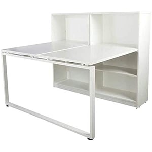 

Mahmayi Projekt Modern Link 120 Cm 2 Double Workstation Design With Side Cabinet Bookcase -W120Cms X D144Cms X H75Cms (White)