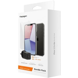 

Spigen Wall Charger With Clear Case With Screen Protector For iPhone 12Pro Max