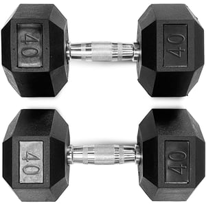 Harley Fitness 40 kgs Rubber Coated Fixed Hex Dumbbell (1Pair )