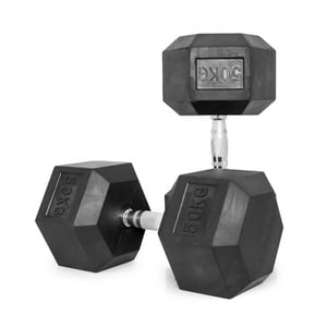 Harley Fitness 50 kgs Rubber Coated Fixed Hex Dumbbell (1Pair)