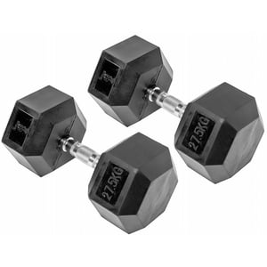 Harley Fitness 27.5kgs Rubber Coated Fixed hex Dumbbell Set