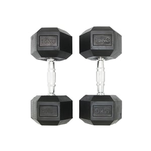 Harley Fitness 15kgs Rubber Coated Fixed hex Dumbbell Set