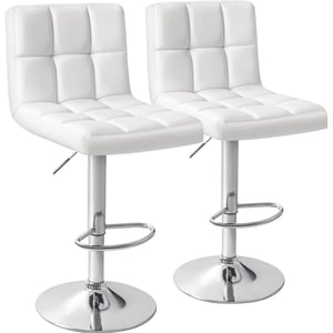 

Mahmayi Modern Bar Stool Counter Height Barstools Height Adjustable Bar Stool | Swivel Bar Stool | PU Leather Bar Stool|Chairs Home Kitchen Stools |Backrest and Footrest Bar Stool (Set of 2, White)