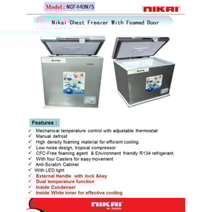 

Nikai Chest Frezeer Ncf440n7s 408ltr