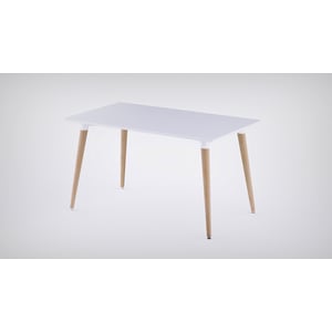 

Mahmayi Cenare Eames Style Side Table With Natural Wood Legs Dining Table Lounge Table White (140x80)