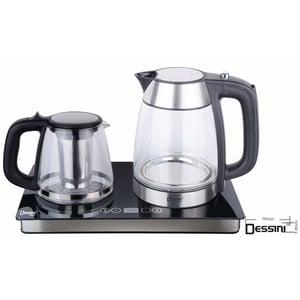 Dessini Electric Tea Tray With Glass Kettle Black Model 8008