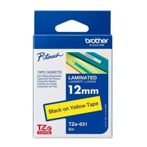 Brother Tze-631 12mm Black On Yellow Laminated Tape