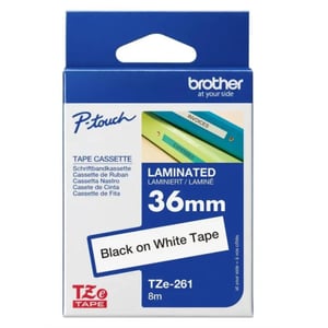 Brother Tze-261 36mm Black On White Laminated Tape