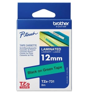 Brother Tze-731 12mm Black On Green Laminated Tape