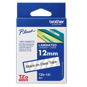 Brother Tze-131 12mm Black On Clear Laminated Tape
