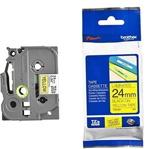 Brother Tze-651 24mm Black On Yellow Laminated Tape