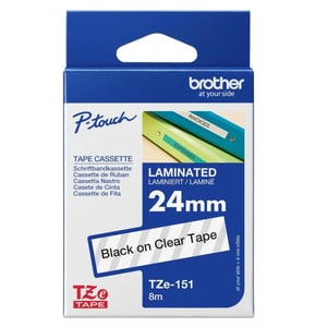 Brother Tze-151 24mm Black On Clear Laminated Tape