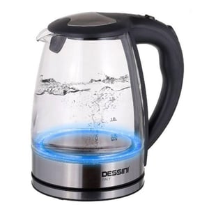 Dessini Electric Glass Tea Kettle 2 Liters For Tea And Coffee Black/silver