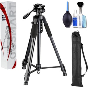 

Gosmart Tr682an Portable Aluminum Professional 3-way Pan/tilt Head Tripod With Bag, For Dslr And Camcorder Camera, Black With Free 5-in-1 Professional Camera Lens Cleaning Kit Bundle