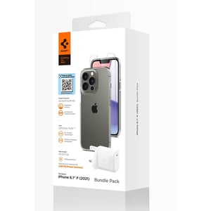 

Spigen Crystal Case Clear 13 Pro + AGL03391 Screen Protector + ACH02207 Wall Charger White