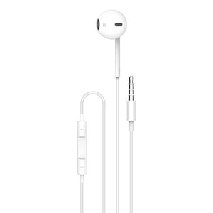 

Porodo Soundtec Single Mono Earphones 3.5mm Aux Connector With High-clarify Mic, Headphone Volume Control, Wired Headset - White