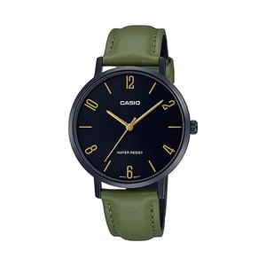 Casio Women'S Green Leather Watch Ltp-Vt01Bl-3A