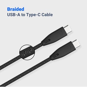 

Powerology Usb-c Cable, Braided Usb-c To Usb-c Cable 2m/6.6ft, Compatible For 2021 Ipad Pro 12.9"/11", New Macbook, Galaxy S21 Note 20 And Other - Black