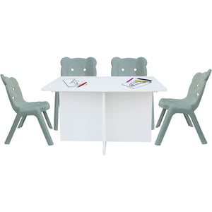 

Mahmayi Ch01 Ergonomic Child Desk(80x50) White With 4 X Chc1 Child Plastic Chair Light Grey Combo