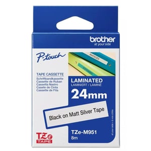 Brother Tze-m951 24 Mm Black On Matt Silver Label Tape Cartridge