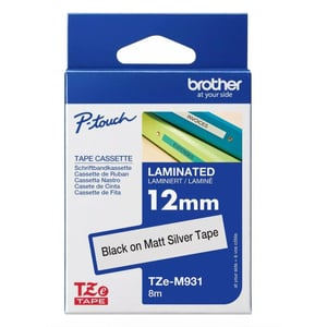 Brother Tze-m931 12 Mm Black On Matt Silver Label Tape Cartridge