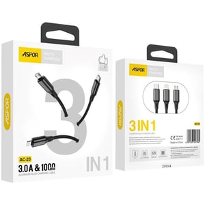 

Aspor 3 In 1 USB Cable Black/Grey