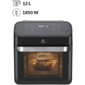 

evvoli Air fryer 12 Litre, 8 Preset Programs, Oven Multi-functions, Digital Control Panel Display 1850W - EVKA-AO1212B Black