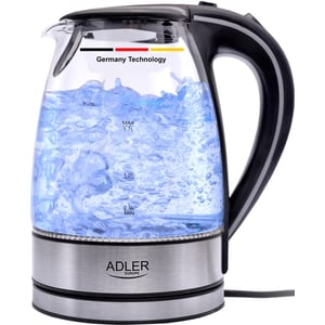 Adler Europe Germany Technology Adler Glass Kettle 2200w Electric Tea Water Boiler 1.7 L Bpa Free With Blue Led Indicator Light- Safety Empty Shut Off - Nano Technology Fillter 1 Year Warranty