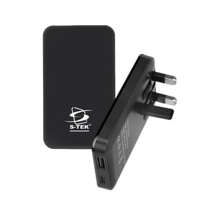S-tek Quick Charge 3.0 18w Usb Wall Charger, With Usb/type-c Pd Dual Ports& Foldable Plug, Black