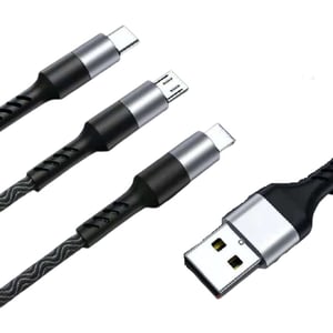 

Maxguard Veloce-Series 3 In 1 Nylon Braided USB Charging Cable 1m Black