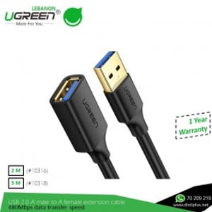 Ugreen Usb 2.0 A Male To A Female Cable 2m (black)