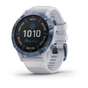 Garmin Fenix 6 Pro Solar Edition Mineral Blue Titanium With Whitestone Band 47mm Smartwatch