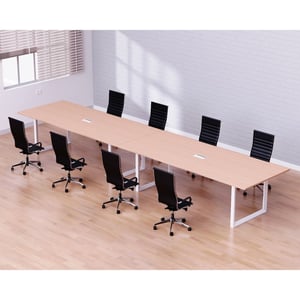 

Mahmayi Vorm 136-36 Modern Conference-Meeting Table for Office, Home, & Restaurant - Loop Legs, Wire Management, Versatile Design, Easy Assembly, Enhances Wellness & Collaboration(8 Seater, Oa