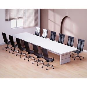 

Mahmayi Zelda N31E-48 Elegant Conference Table for Office, Home, & Restaurant - Modern Design, Easy Installation, & Sturdy Steel Construction for Group Settings & Gatherings - White 480cm
