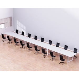 

Mahmayi Vorm 136-72 Modern Conference-Meeting Table for Office, Home, & Restaurant - Loop Legs, Wire Management, Versatile Design, Easy Assembly, Enhances Wellness & Collaboration(18 Seater, W