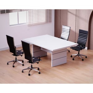 

Mahmayi Zelda N31E-18 Elegant Conference Table for Office, Home, & Restaurant - Modern Design, Easy Installation, & Sturdy Steel Construction for Group Settings & Gatherings - White 180cm