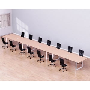 

Mahmayi Vorm 136-60 Modern Conference-Meeting Table for Office, Home, & Restaurant - Loop Legs, Wire Management, Versatile Design, Easy Assembly, Enhances Wellness & Collaboration(14 Seater, O